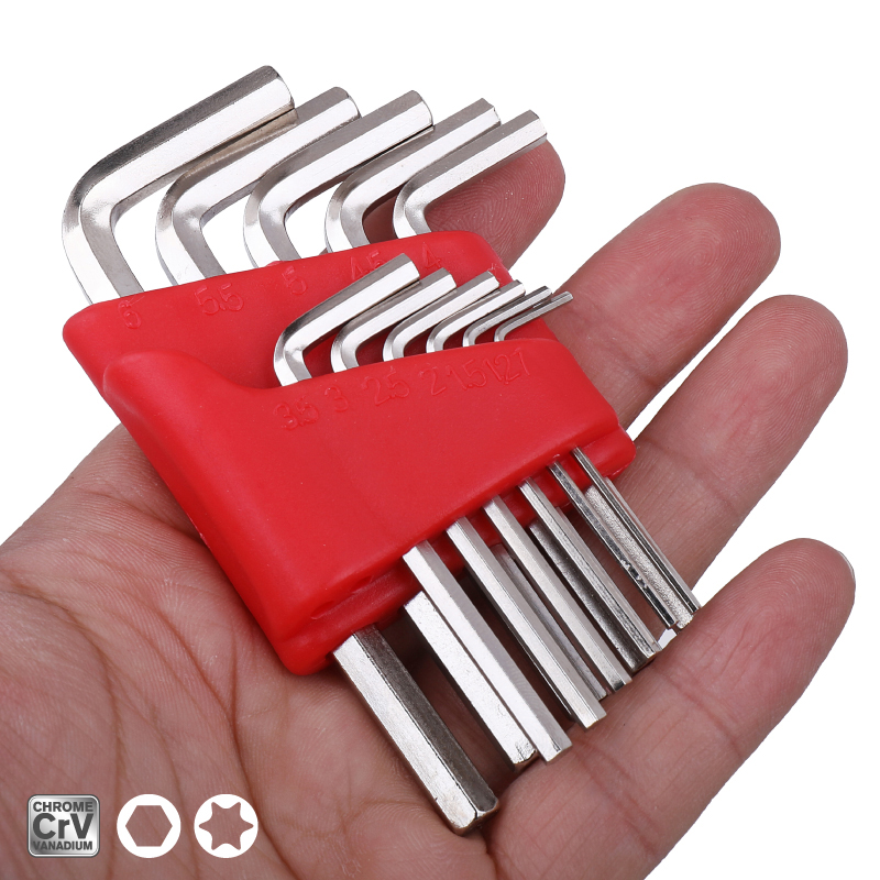 11Pcs Hex Key Set,CR-V Hex Key Wrench,2mm Hex Key Allen Wrench Set,Allen Key Set Sae Metric 12mm Short Arm Tool Set