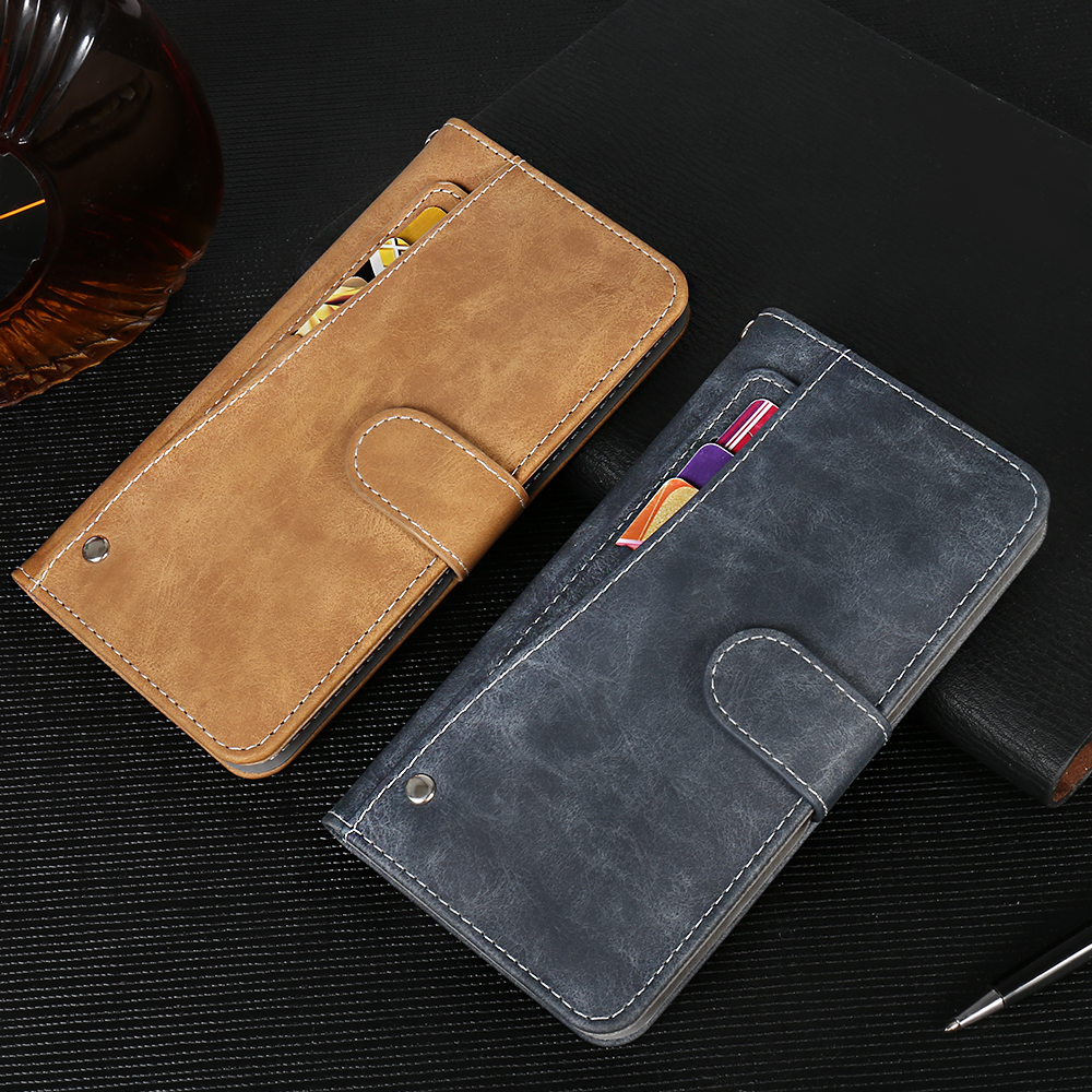 Luxury Wallet Tecno Camon 12 Pro Case 6.4" Vintage Flip Leather Phone Case Business Bag Protective Cover With Front Card Slots