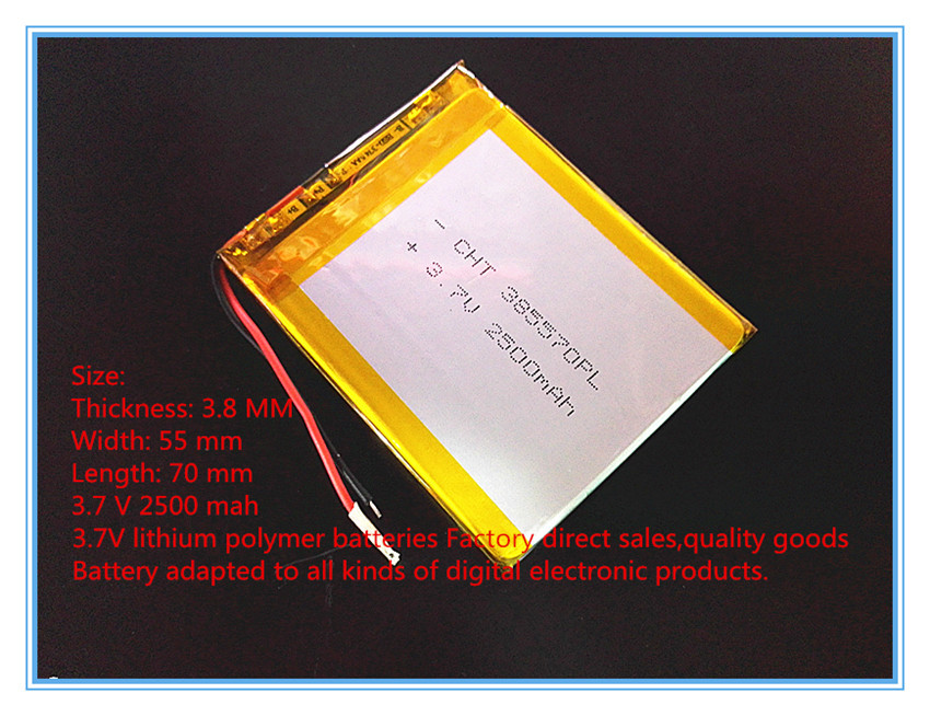new 3.7V lithium polymer battery 385570 2500MAH tablets accessories professional battery GPS vehicle traveling data recorder
