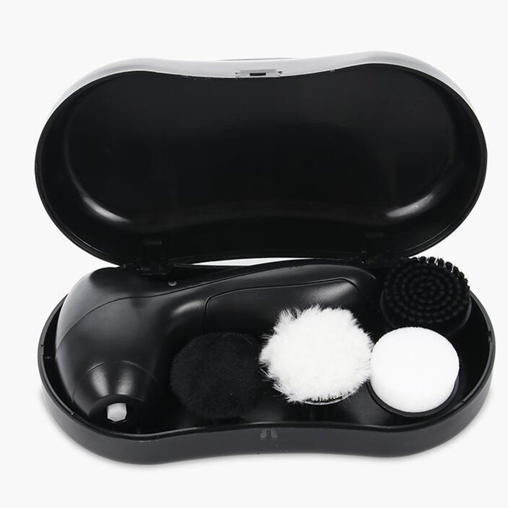 Electric Shoe Brush Shine Shoes Polisher Polishing Handheld Automatic Cleaning Kit for Leather Bags Clothes 5AA Battery Black