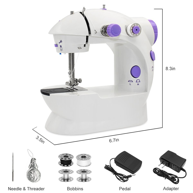 Mini Sewing Machine, AU Plug Portable Electric Sewing Machine with Lamp and Thread Cutter, High & Low Speeds, Battery or Adapter