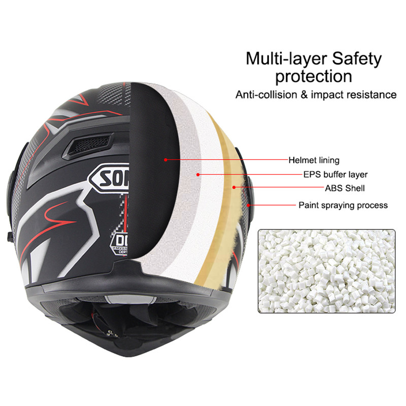 SOMAN Motorcycle Full face Helmet Bluetooth Headset Casco ABS Capacetes Para Dual Visor Casco Moto Capacete Motocross Helmets
