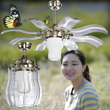 Modern LED Dimming Folding Fan Lights Fashion Invisible Mute Ceiling Fan Lamp 42 Inch ABS Blades Ceiling Fan Light