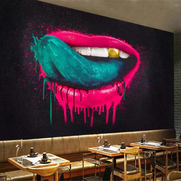 Custom Mural Wallpaper Creative Abstract Graffiti Mouth Tongue Bar KTV Cafe Restaurant Living Room Sofa Background Wall Painting