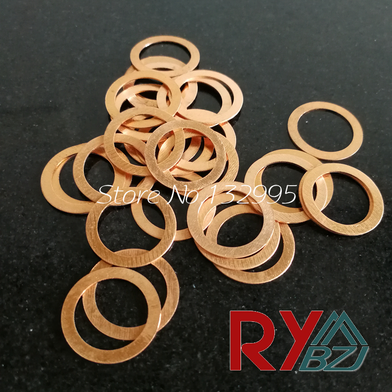 Copper Flat Washer M16 Seal Gasket inner diameter 16mm Sealing Ring Thin Sheet T3 Red copper washer