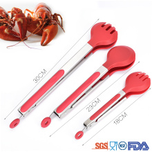 Circle head kitchen silicone tong