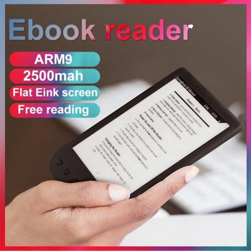 BK-6025 6 Inch E-Book Reader 800x600 Resolution E-Ink Sn Glare-Free with USB Cable PU Cover Built-In Light 4GB Memory Storag