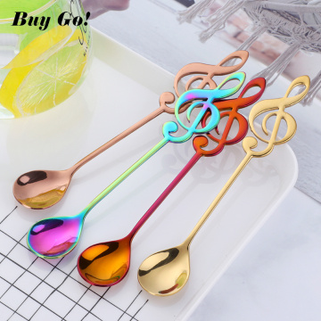1PCS 18/8 Stainless Steel Colorful Musical Teaspoon Creative Children Baby Spoon Coffee Ice Cream Spoon Party Kitchen Tools