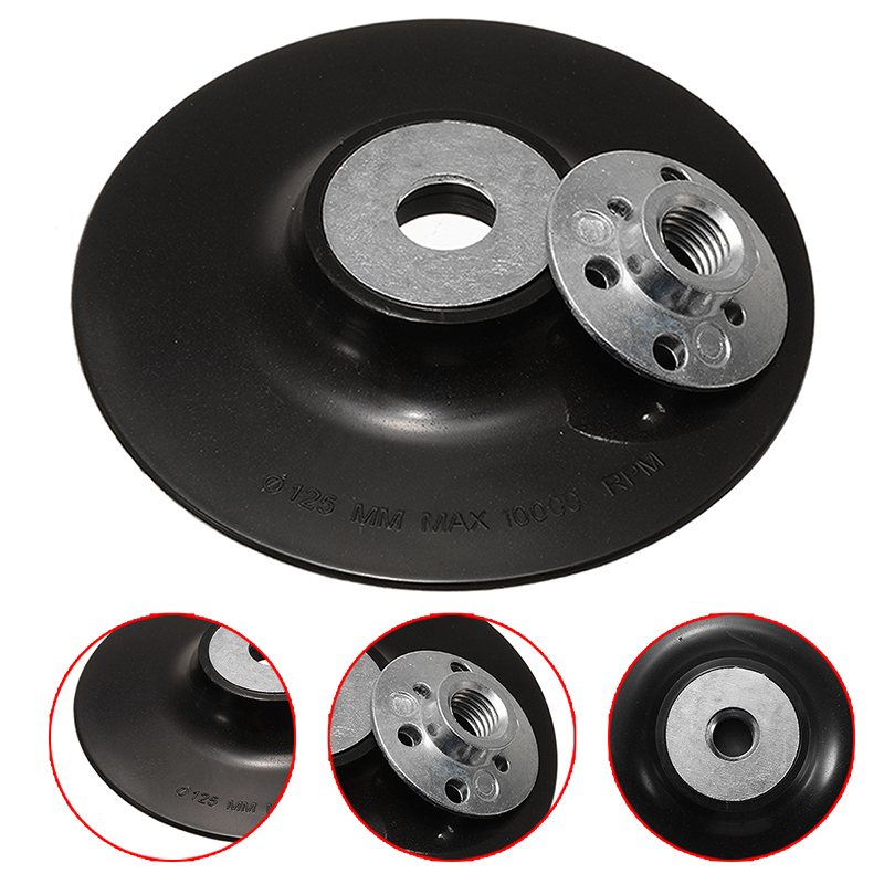 1Pcs ABS Plastic 5inch 125mm Sandpaper Backing Pad Grinding Disc Round Backing Pad M14 Thread For Power Tools Accessories