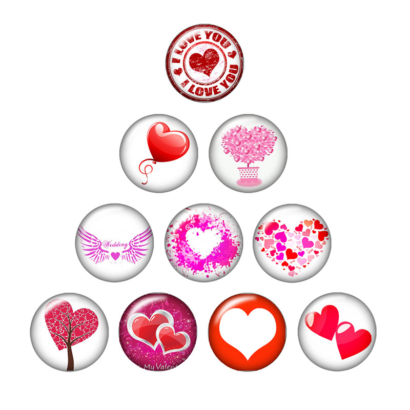 Valentine's Day Love you Couple 10pcs mixed 12mm/18mm/20mm/25mm Round photo glass cabochon demo flat back Making findings