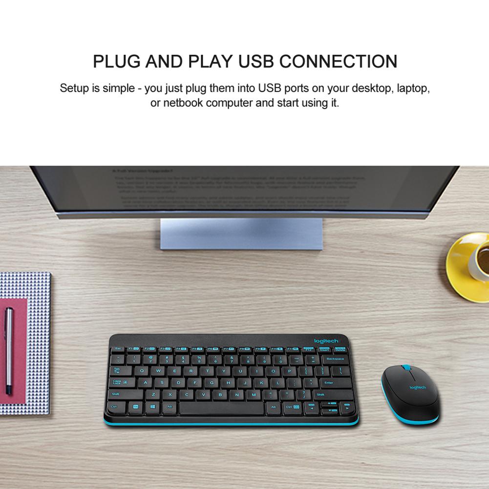Logitech MK245 USB Nano Wireless Mini Keyboard 1000DPI Ergonomic Mouse Combos Set for Home Office School Notebook Laptop