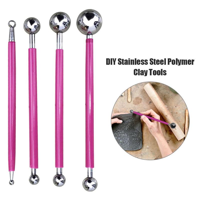 Professional DIY Stainless Steel Polymer Clay Tools Slime Tool Sculpture Tools Toys For Clay Carving Molding Ball Stylus Sticks