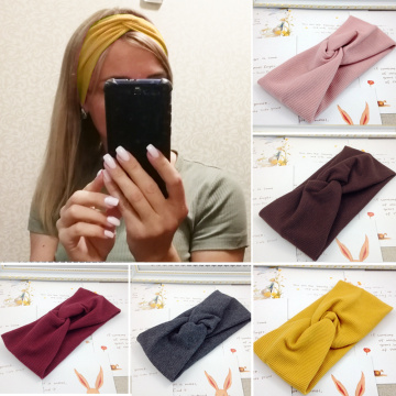 Women Headband Solid Color Twist Knitted Cotton Wide Turban Twisted Knotted Headwrap Girls Hairband Hair Accessories Scrunchies