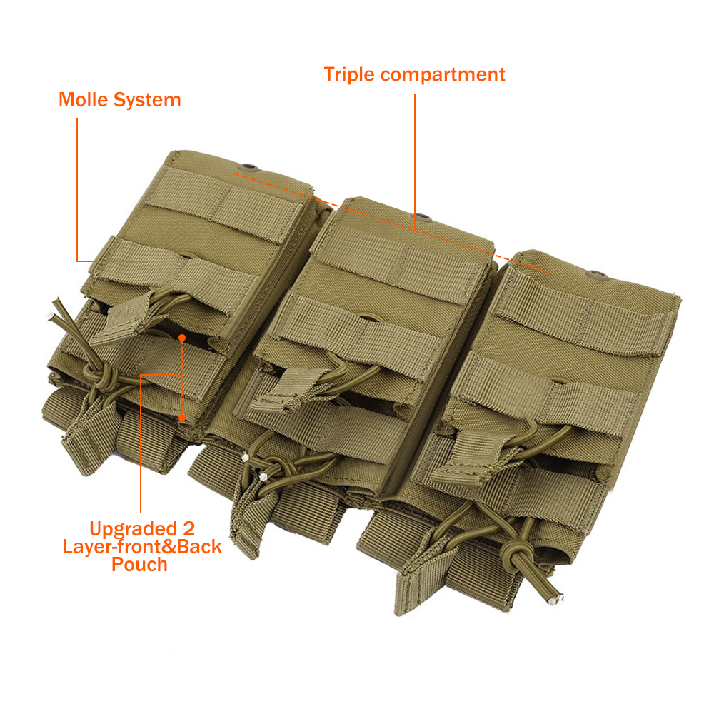 Tactical Molle Magazine Pouch Double-Layer Triple Mag Bag Universal Cartridge Pouch Hunting Paintball Equipment Accessories