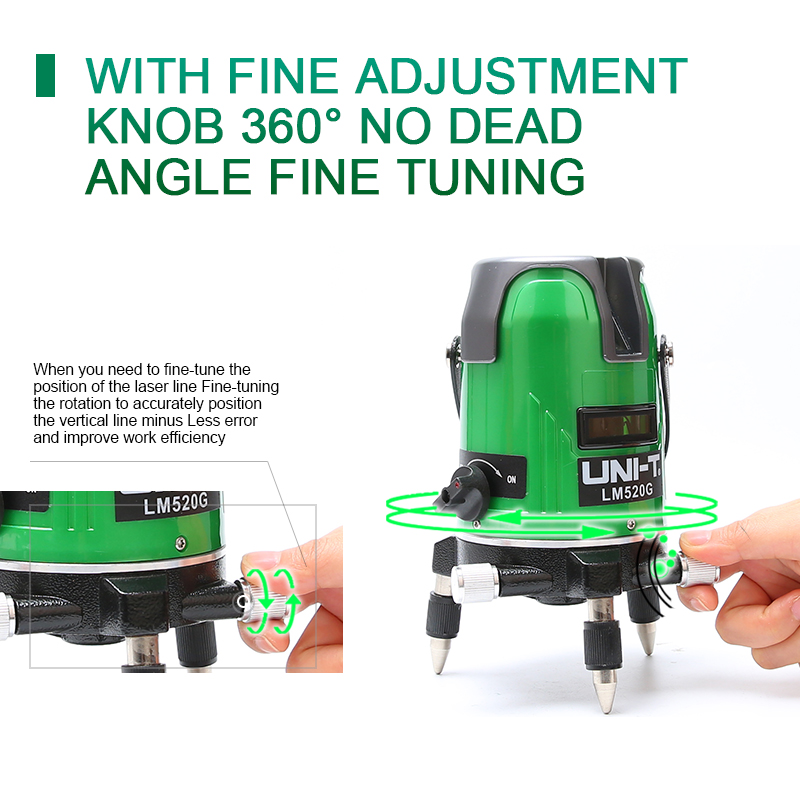 Tools Laser Level 360 5 Lines 6 Points Automatic Self Leveling Vertical&Horizontal Tilt Degrees Rotary LD 650nm UNI-T