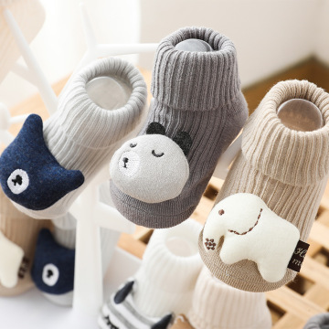 1 Pair Baby Socks Floor Non-slip Cotton Cartoon Doll Bear Cat Elephant Baby Girls Boys Soft Thick Socks