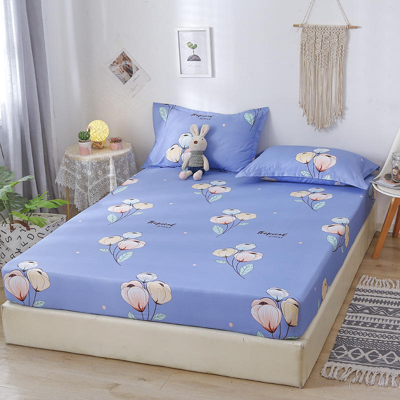 Bonenjoy 3 pcs Fitted Bedding Sheet drap housse Flower Pattern Mattress Cover on Rubber Band Bedspread With Four Corners
