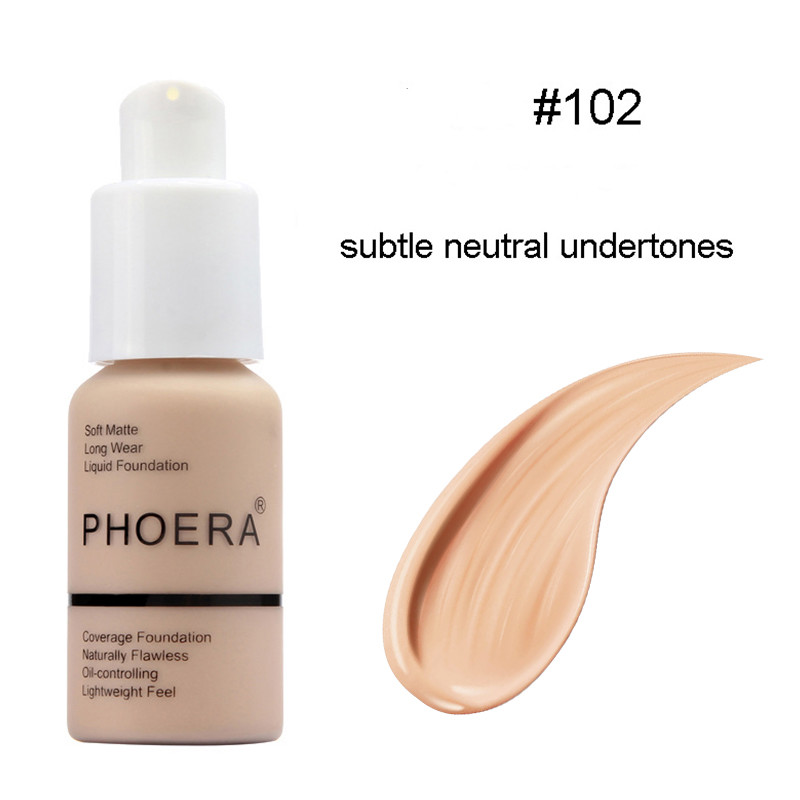 PHOERA 30ml Face Foundation Cream Base Makeup Liquid Foundation Moisturizer Oil Control Natural Long Lasting Facial Concealer