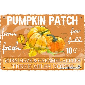 Pumpkin Patch Farm Fresh for Fall Corn Maze Caramel Apples 20X30 cm Tin Vintage Look Decoration Poster Sign for Home Wall Decor