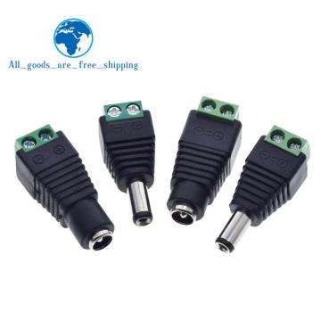 1pack 5.5MM x 2.1MM / 2.5MM Female Male DC Power Plug Adapter for 5050 3528 5060 Single Color LED Strip and CCTV Cameras