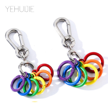 New Metal Keychain Hook Key Chain Car 1 Piece Zinc Alloy DIY Cute Style Luggage Car Key Ring Opening Ring Lesbian Gay Key Ring