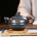 Yixing Raw Ore Dark-red Enameled Pottery Teapot Famous Manual The Lotus Pool By Moonlight Purple Clay Imitate Old Do Used Teapot