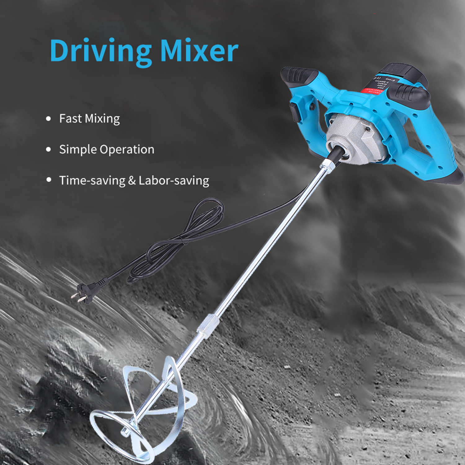 220V 2100W Electric Mixer Electric Cement Mixer Stirrer 50/60Hz 6-Speed Mixer Concrete Mixer for Mortars Paint Mud Grout 800rpm