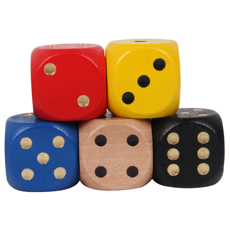 1PCS Wood Dice 35mm Big Colorful Solid Wooden Black Dot Game Rounded Dice Drinking Dice