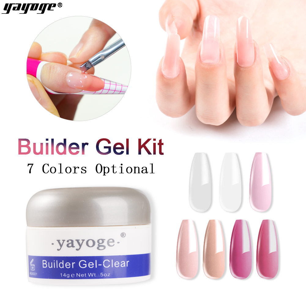 YAYOGE Builder Gel Gel Polish Finger Nail Extension Gel Pink Crystal Camouflage UV Gel Soak Off Jelly Gel Nail Art