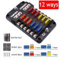 12V 32V Plastic Cover Fuse Box Holder M5 Stud With LED Indicator Light 6 Ways 12 Ways Blade for Auto Car Boat Marine Trike