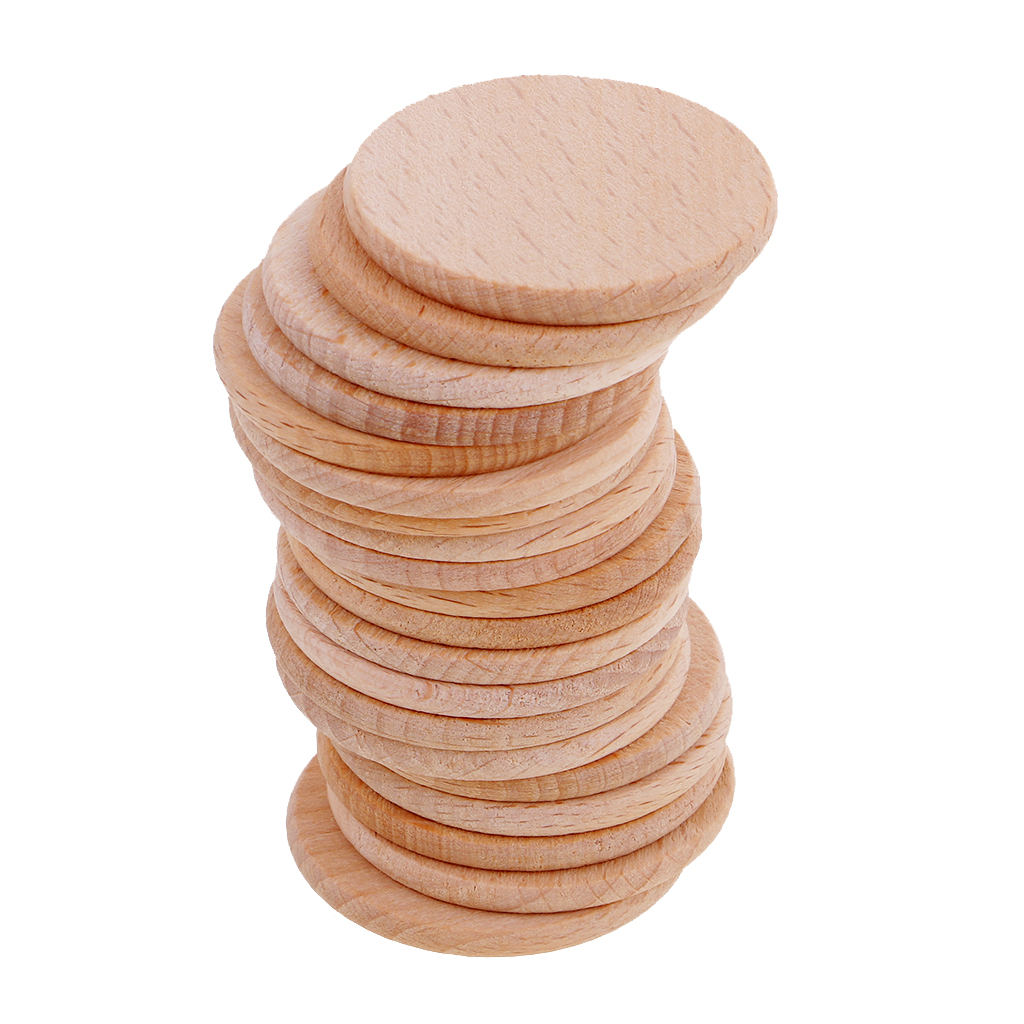 20pcs Natural Round Unfinished Wood Embellishments  for Art DIY Crafts 36mm