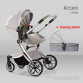 High landscape Aluminum Alloy Baby Stroller With Sleep Basket Newborn Baby Carriage Foldable Portable Stroller