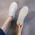 Genuine Leather Casual Shoes Women Sneakers Autumn Light White Sneakers Platform Med Heel Ladies Shoe Comfortable Running Shoes