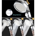 Zloog New Replacement Filter balls saving Water SPA shower head with stop button 3 Modes adjustable high pressure shower head