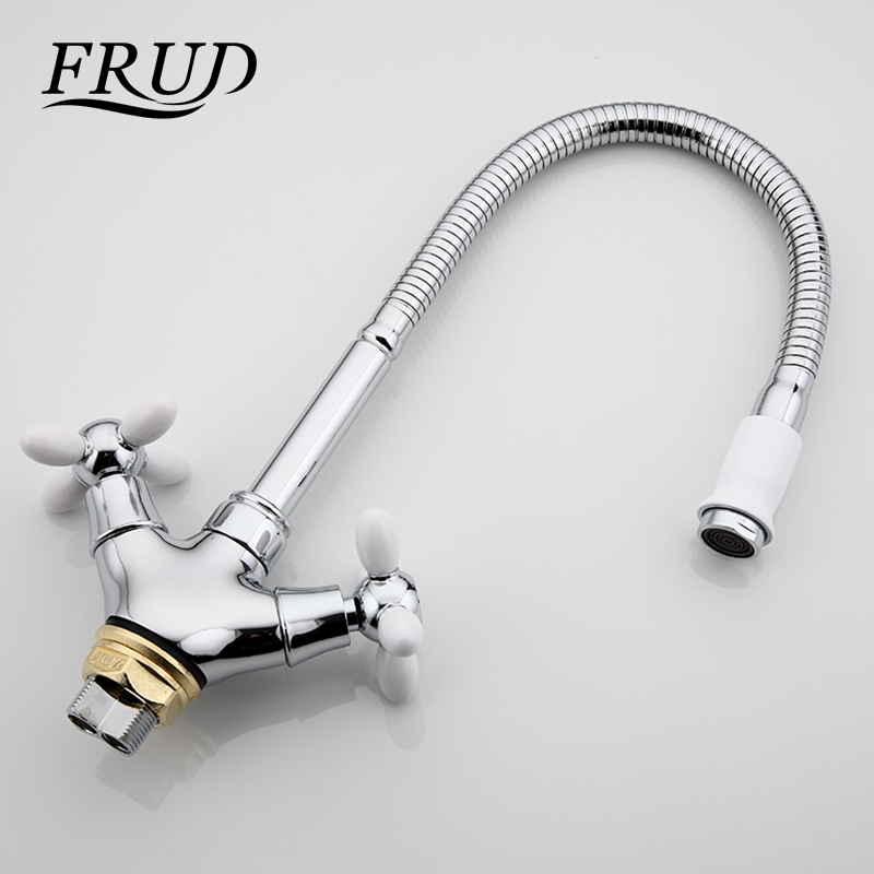 FRUD Solid Kitchen Mixer Cold and Hot flexible Kitchen Tap Single lever Hole Water Tap Kitchen Faucet Torneira Cozinha R43127-6