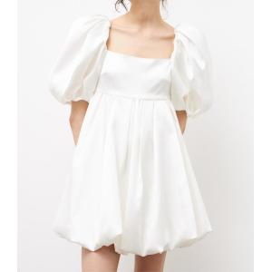 Satin Bubble Sleeves Dress