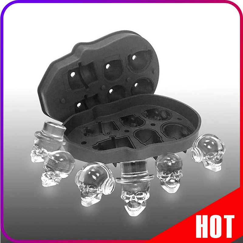4 6 Cavity Large Skull Ice Cube Tray Pudding Mold 3D Silicone Mold DIY Ice Maker Household Use Kitchen Accessories