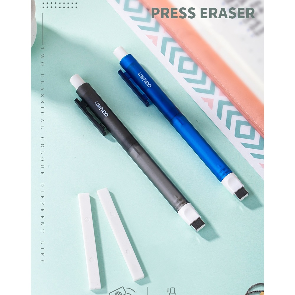 Press Type Rubber Eraser Pen Set with Refill Classical Portable Erasing Pencils Correction Office School Student Supplies F813