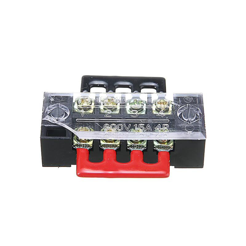 1pc 600V 15A 4P Power Distribution block Double Row Wire Barrier Terminal Block With 2 Connector Strips for Electronic Connector