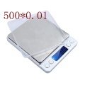 500g 0.01g Digital Pocket Jewelry Scale 500G 0.01 Food Kitchen Weighing Bench Scales LCD Cookie Gram Measure Tools Two Trays