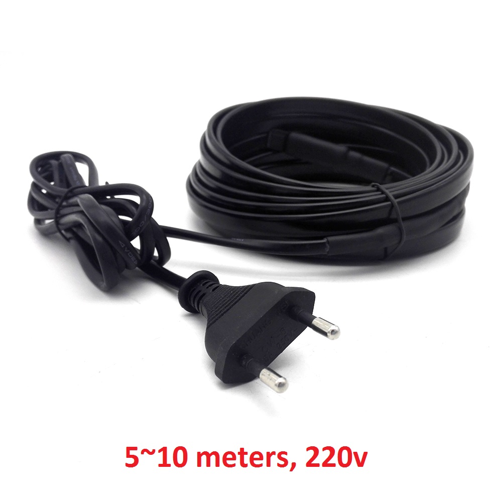 5~10 Meters Self Regulating Heating Cable with EU Plug Water Pipe Freeze Protection Attached Pre-assembled Heating Wire