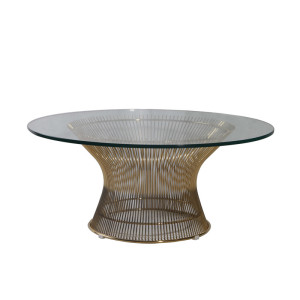 Warren Platner Tempered Glass Stainless Steel Coffee Table