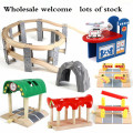 Wooden Track Parts Beech Wood Railway Train Track Accessories Fit for Thomas Biro Wooden Tracks Toys for Children Gifts