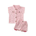 2020 Baby Summer Clothing 2PCS Infant Baby Girl Denim Clothes Pearl Vest Tops Waistcoat+Shorts Pants Outfit