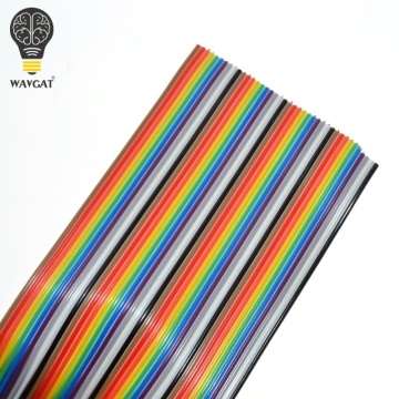 1 meter 1.27mm Spacing Pitch40 WAY 40P Flat Color Rainbow Ribbon Cable Wiring Wire For PCB DIY 40 Way Pin