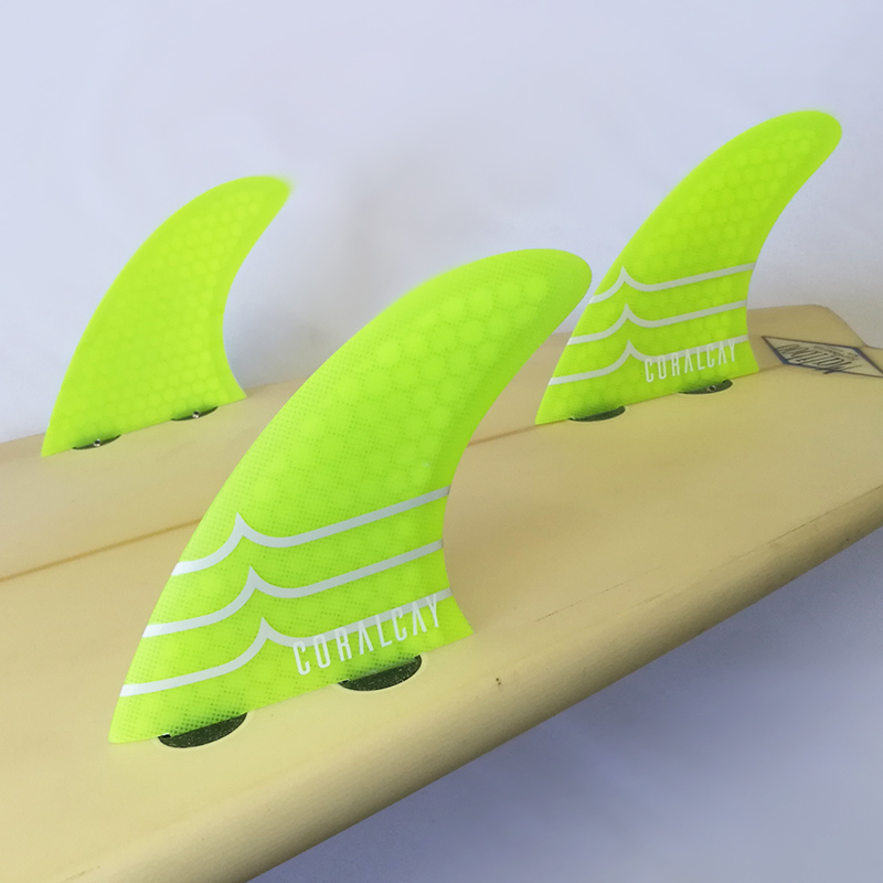 Surf Surfboard Fins Coral-cay FCS Tri Truster Yellow Red Green surfing Glassfiber Resin kitesurf windsurf FCS Fins