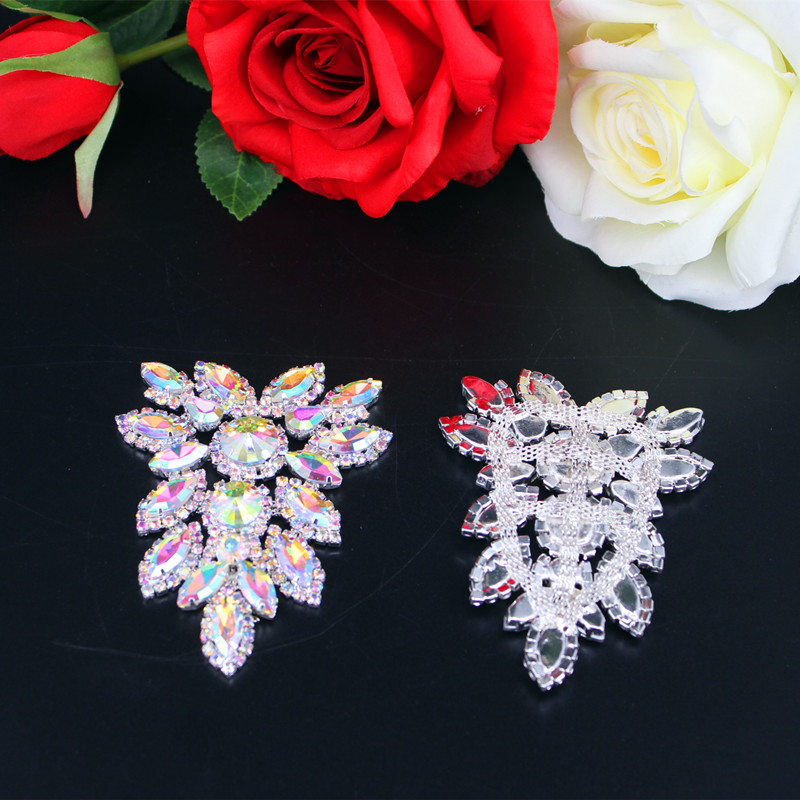 1 Pair Iron On DIY Rhinestone Applique for Garment Shoes Headband Bridal Sash Jewelry Motif Patch Applique Sewing Crystal Tassel