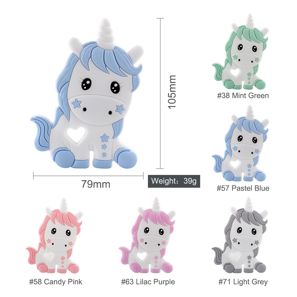 Silicone Baby Teether Beads Clips Unicorn Letter Beads DIY Pacifier Chain Food Grade Teething Jewelry Pendant Baby Rodent Toys