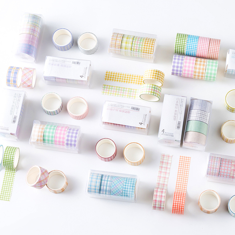 1 Set Decorative Grid Adhesive Masking Tape Scrapbooking Tools Stickers Paper Diary DIY Office Photos Album Cute Stationary
