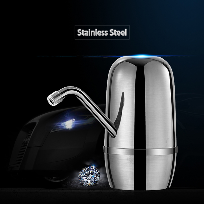 Sainless Steel Water Bottle USB Pump Dispenser Silver Electric Drinking Water Dispenser Tap With 2000 mAh Dual Pumps Powerful